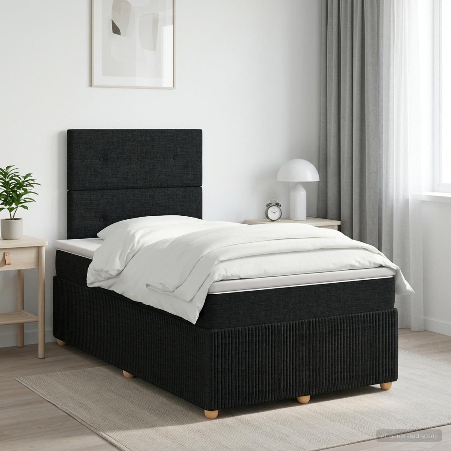 Boxspringbed met matras met hoofdeinde Zwart 120 x 200 cm Stof