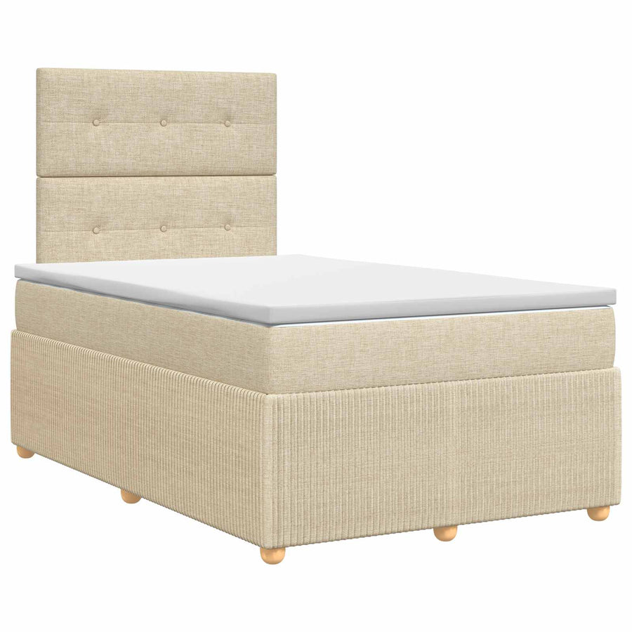 Boxspringbed met matras Crèmekleurig 120 x 190 cm Stof