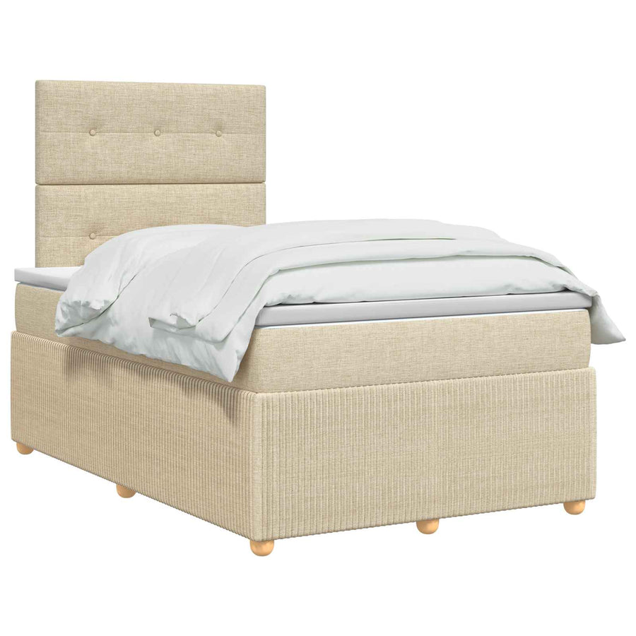 Boxspringbed met matras Crèmekleurig 120 x 190 cm Stof