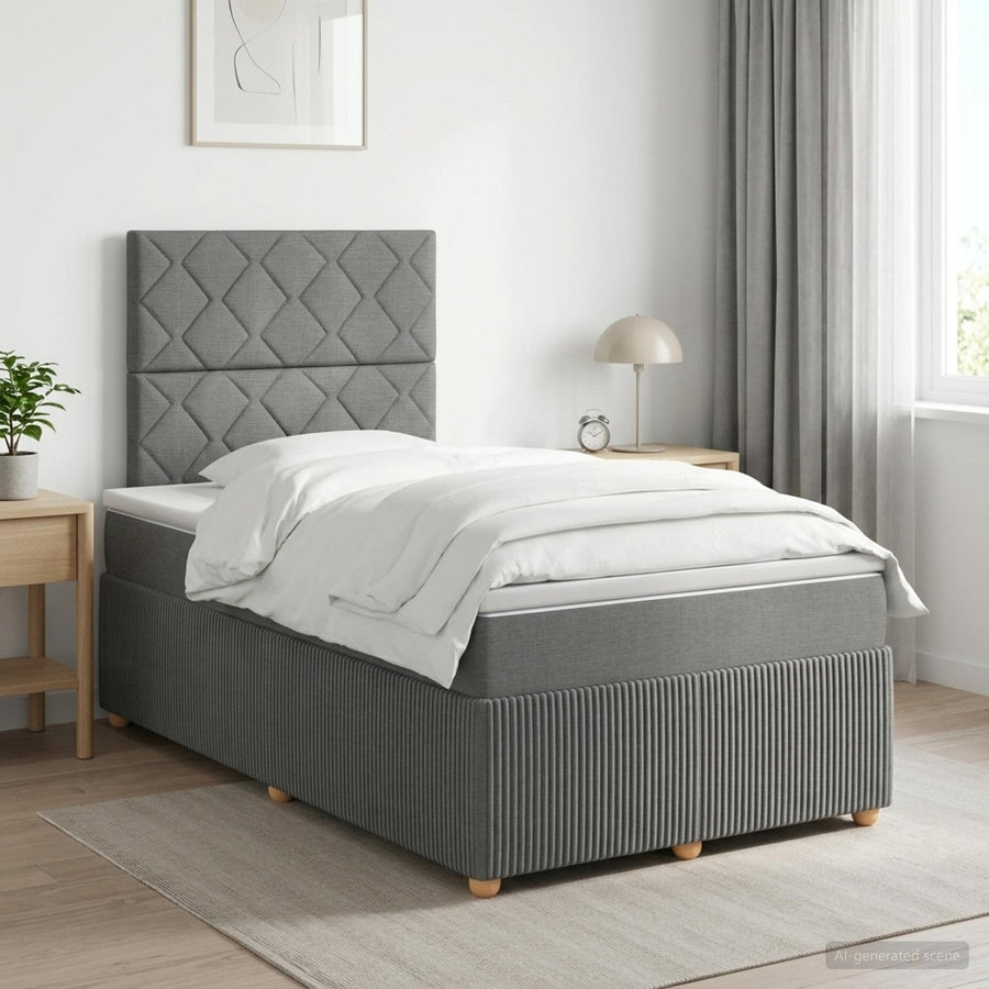 Boxspringbed met matras Donkergrijs 120 x 200 cm Stof