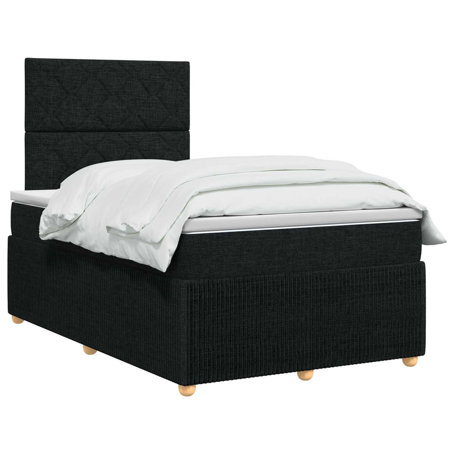 Boxspringbed met matras met hoofdeinde Zwart 120 x 190 cm Stof
