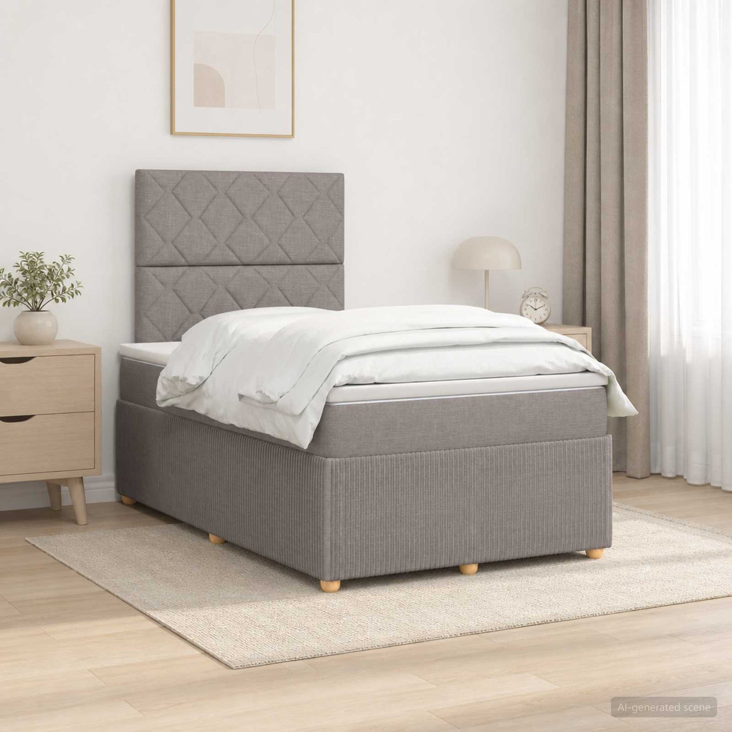 Boxspringbed met matras met hoofdeinde Taupe 120 x 200 cm Stof