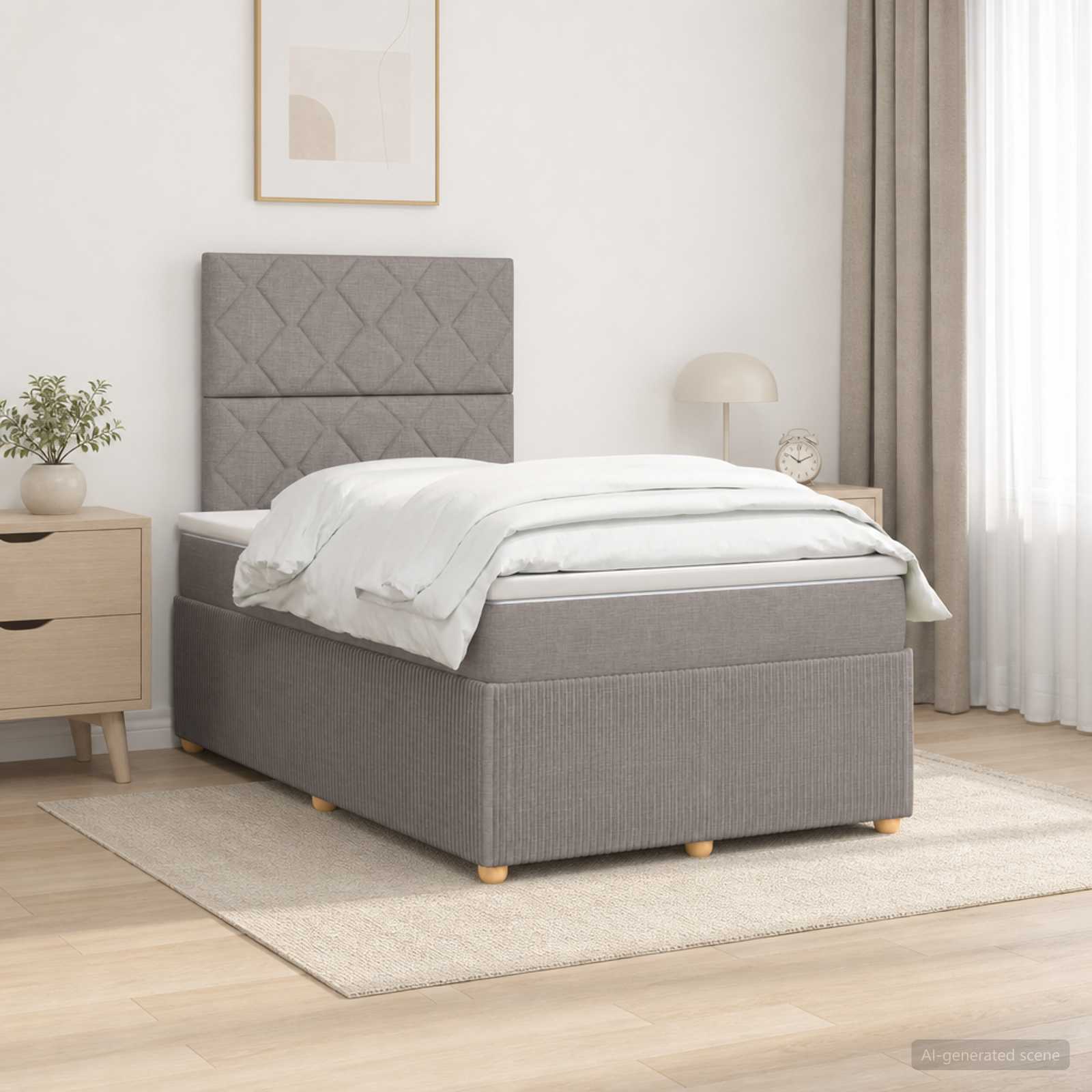 Boxspringbed met matras met hoofdeinde Taupe 120 x 200 cm Stof