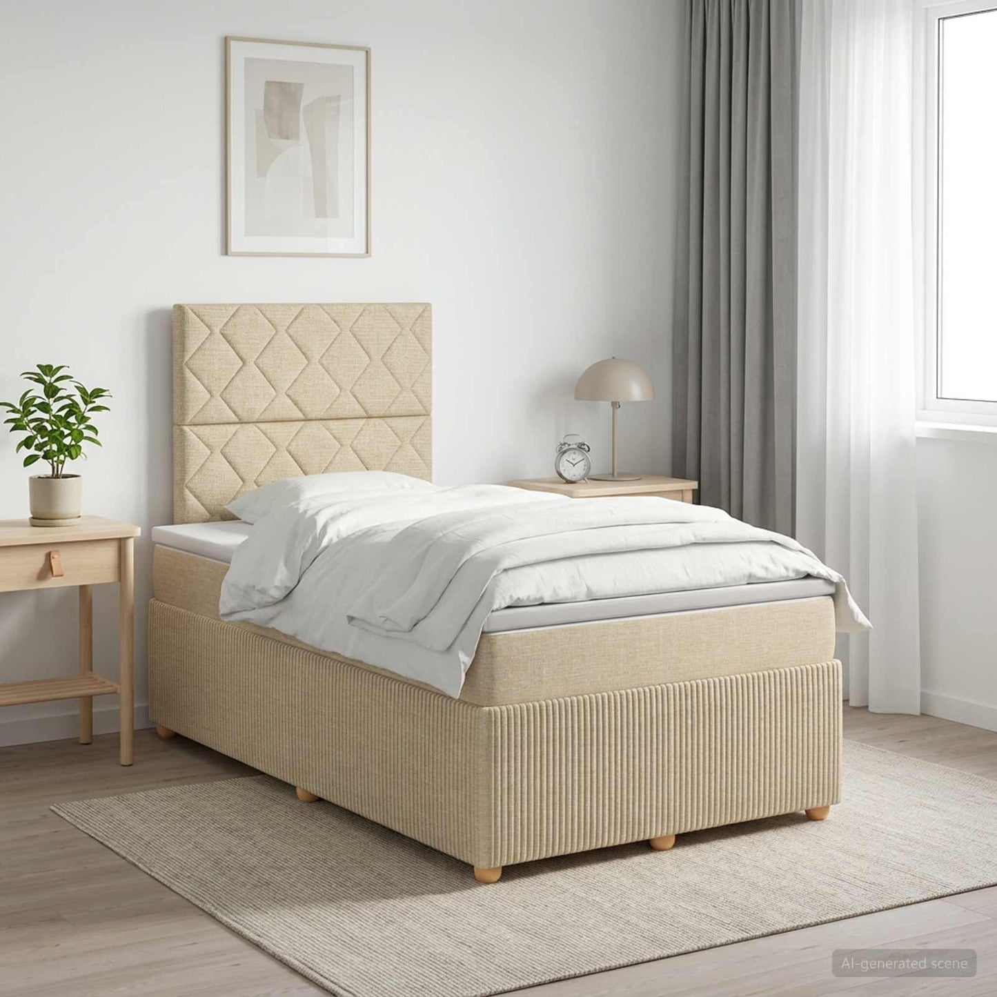 Boxspringbed met matras Crèmekleurig 120 x 200 cm Stof