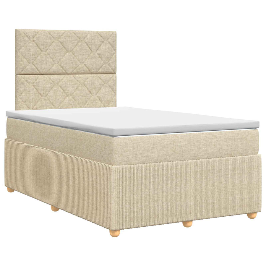 Boxspringbed met matras Crèmekleurig 120 x 190 cm Stof