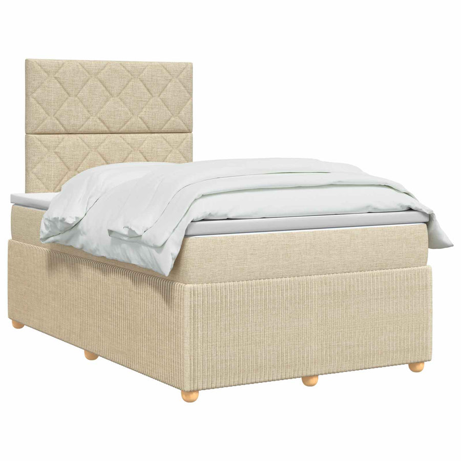 Boxspringbed met matras Crèmekleurig 120 x 190 cm Stof