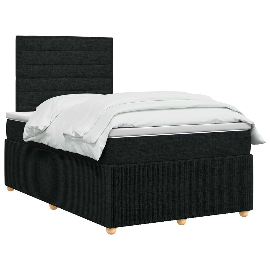 Boxspringbed met matras met hoofdeinde Zwart 120 x 200 cm Stof