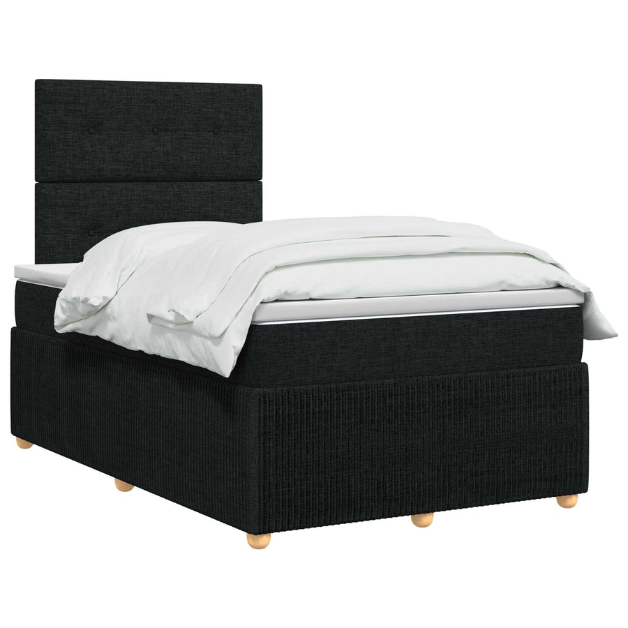 Boxspringbed met matras met hoofdeinde Zwart 120 x 200 cm Stof