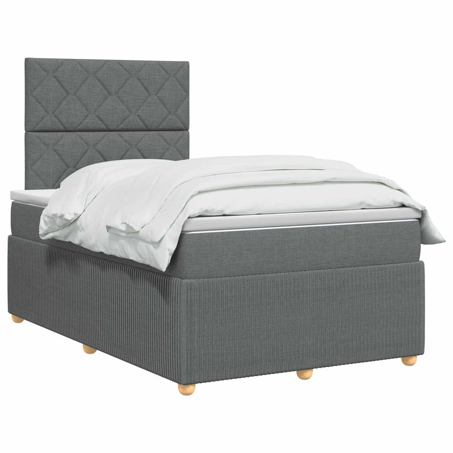 Boxspringbed met matras Donkergrijs 120 x 200 cm Stof
