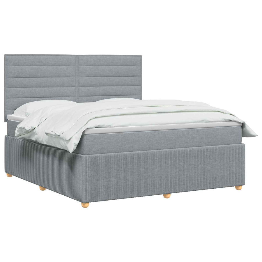 Boxspringbed met matras Lichtgrijs 140 x 190 cm Stof