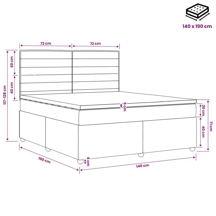 Boxspringbed met matras Donkergrijs 140 x 190 cm Stof