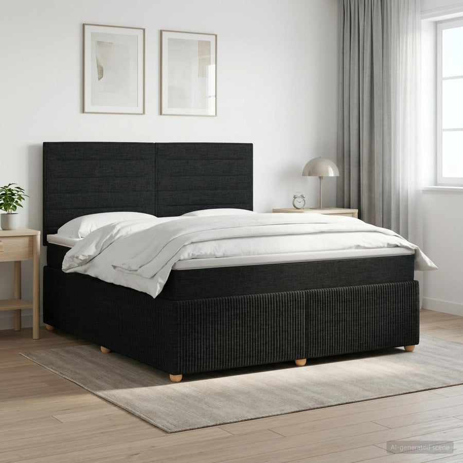 Boxspringbed met matras met hoofdeinde Zwart 140 x 190 cm Stof