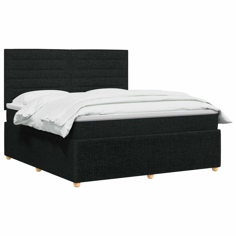 Boxspringbed met matras met hoofdeinde Zwart 140 x 190 cm Stof
