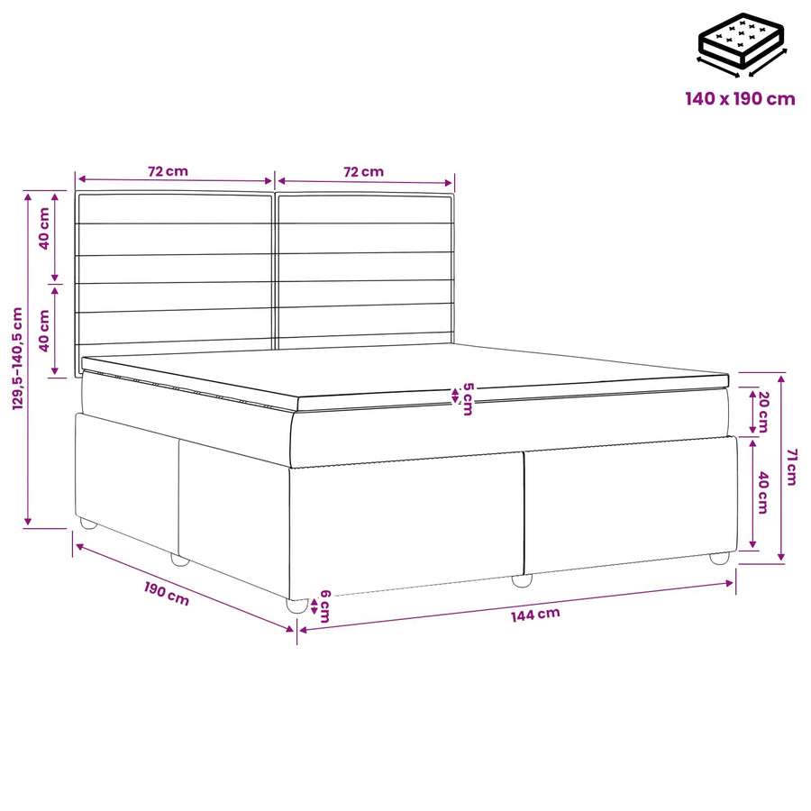 Boxspringbed met matras Donkerbruin 140 x 190 cm Stof