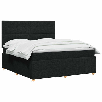Boxspringbed met matras met hoofdeinde Zwart 140 x 190 cm Stof