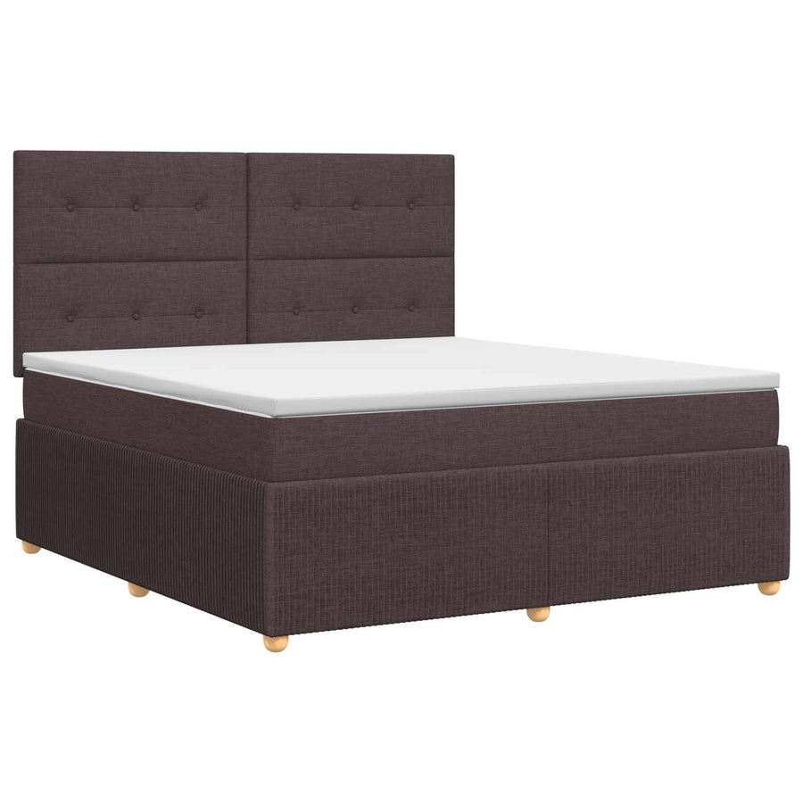 Boxspringbed met matras Donkerbruin 140 x 190 cm Stof