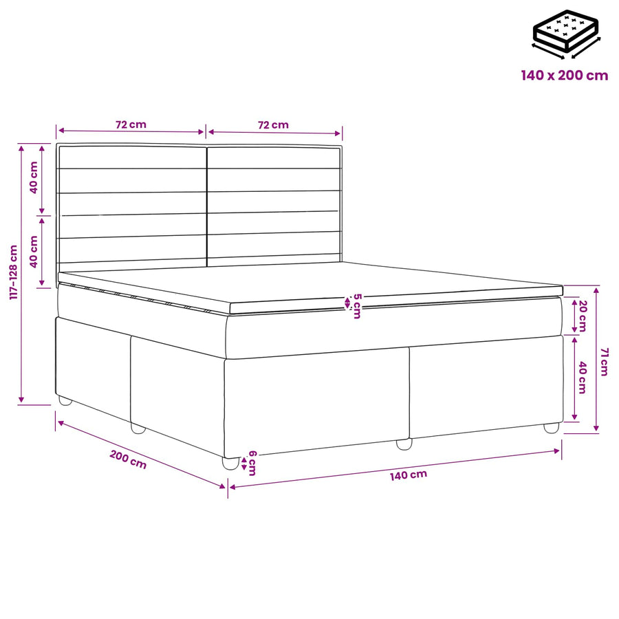 Boxspringbed met matras met hoofdeinde Taupe 140 x 200 cm Stof