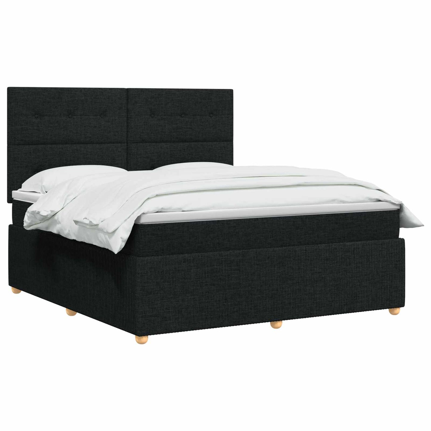 Boxspringbed met matras met hoofdeinde Zwart 140 x 200 cm Stof