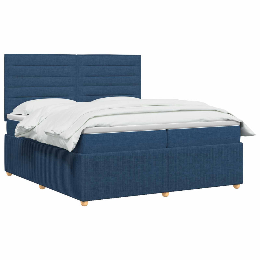 Boxspringbed met matras met hoofdeinde Blauw 140 x 200 cm Stof