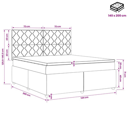 Boxspringbed met matras Donkergrijs 140 x 200 cm Stof