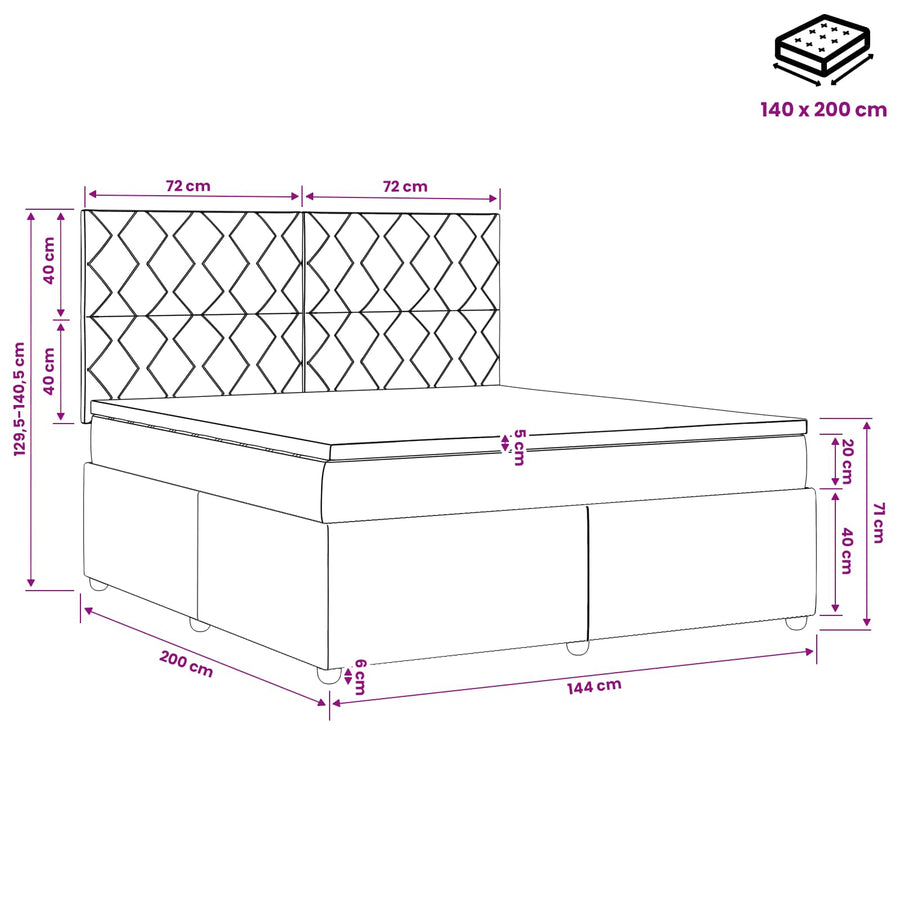 Boxspringbed met matras Donkergrijs 140 x 200 cm Stof