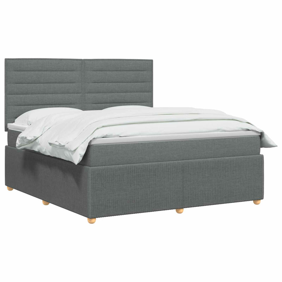 Boxspringbed met matras Donkergrijs 160 x 200 cm Stof