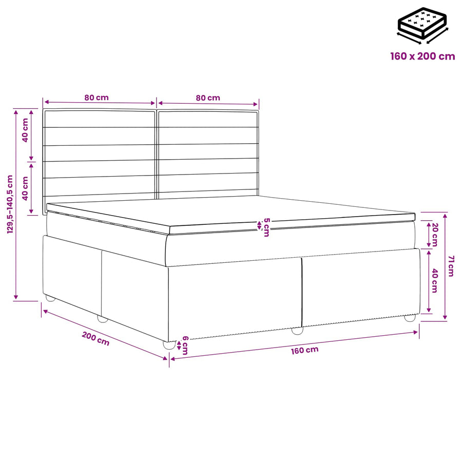Boxspringbed met matras Crèmekleurig 160 x 200 cm Stof