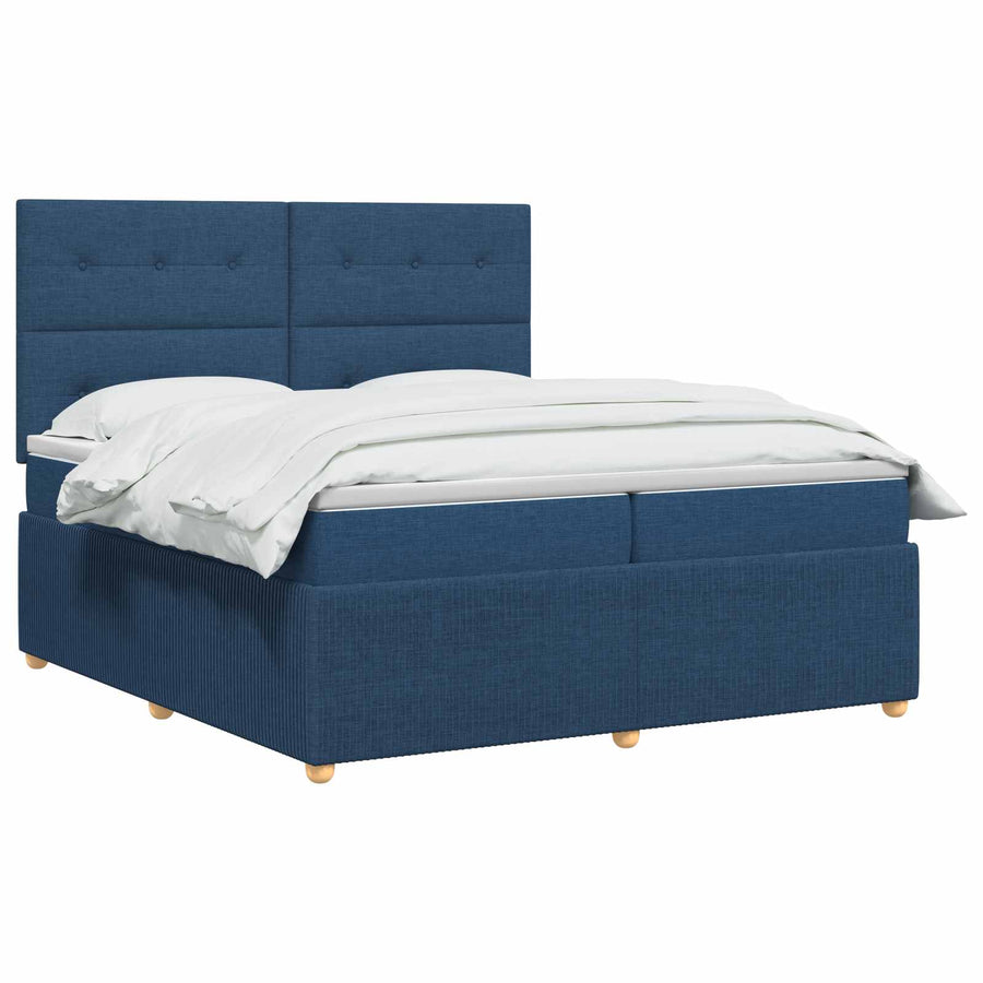 Boxspringbed met matras met hoofdeinde Blauw 160 x 200 cm Stof