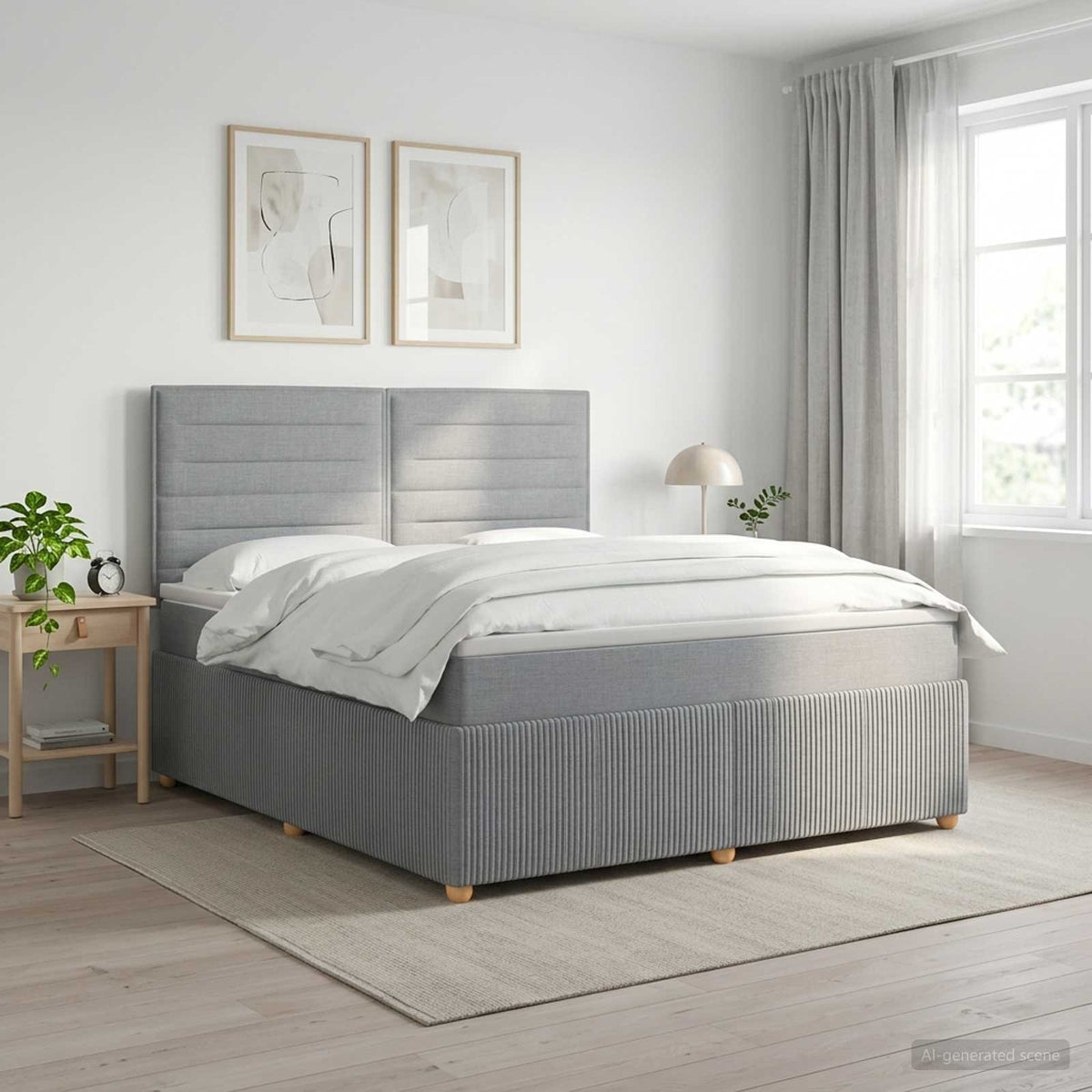 Boxspringbed met matras Lichtgrijs 180 x 200 cm Stof