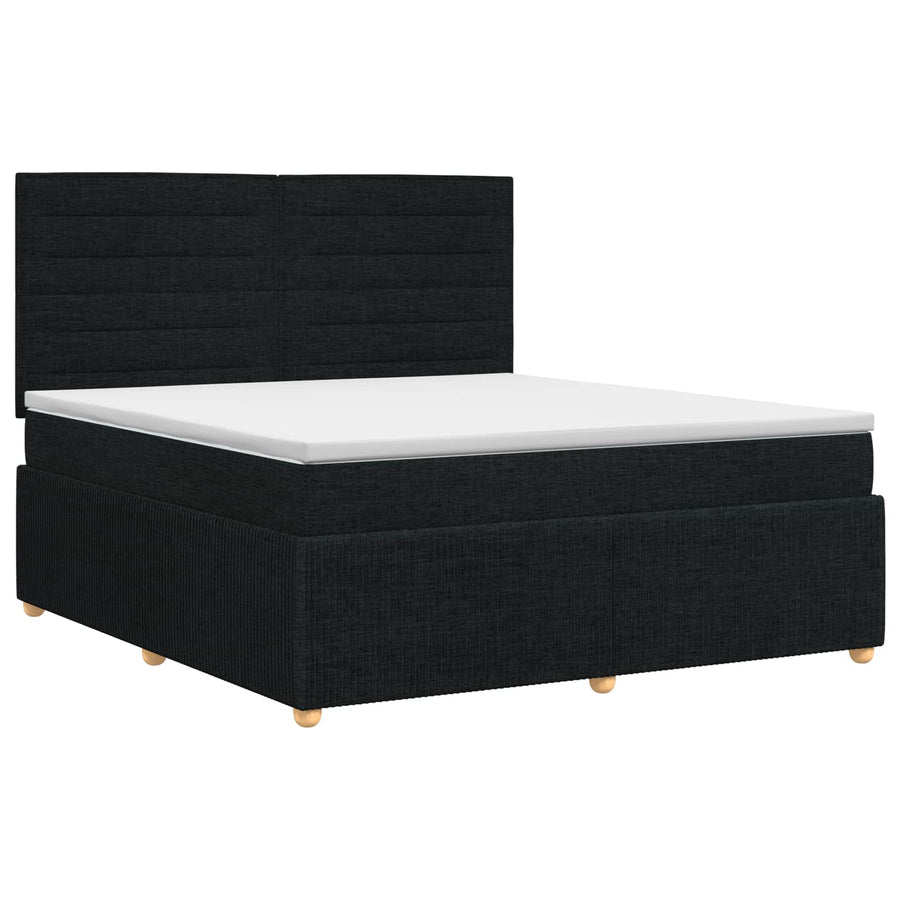Boxspringbed met matras met hoofdeinde Zwart 180 x 200 cm Stof