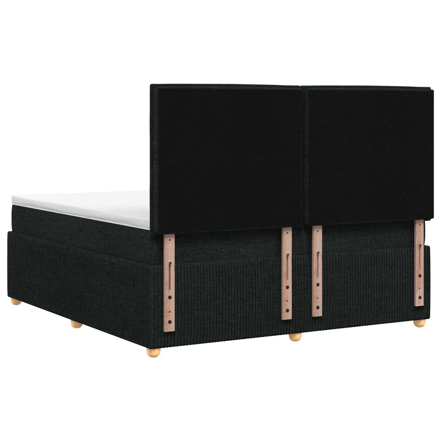 Boxspringbed met matras met hoofdeinde Zwart 180 x 200 cm Stof