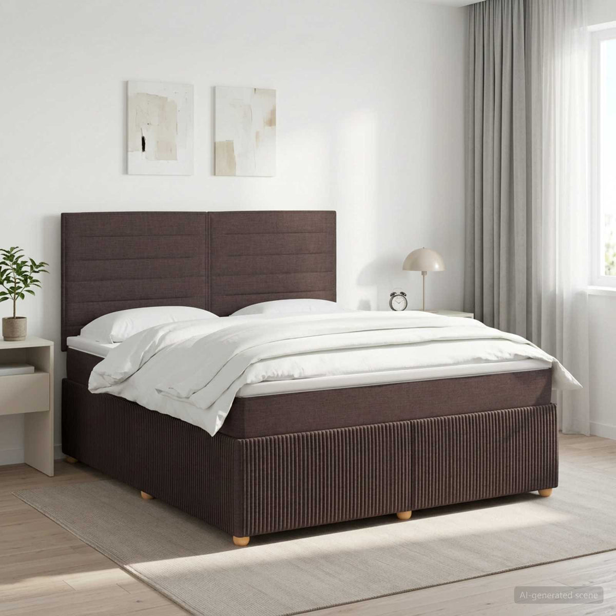Boxspringbed met matras Donkerbruin 180 x 200 cm Stof