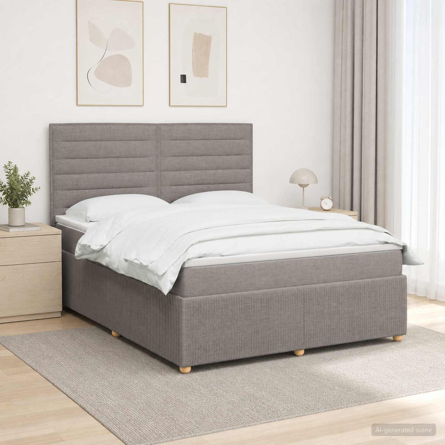 Boxspringbed met matras met hoofdeinde Taupe 180 x 200 cm Stof