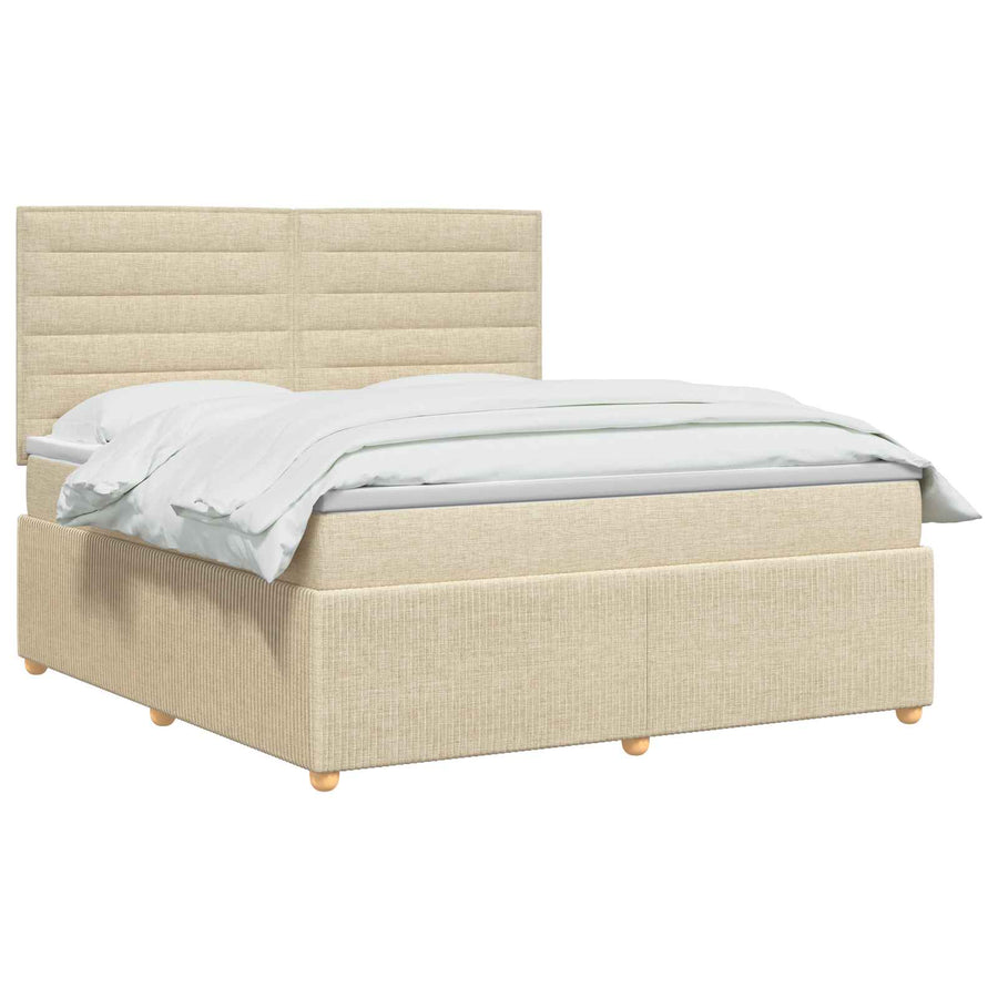 Boxspringbed met matras Crèmekleurig 180 x 200 cm Stof