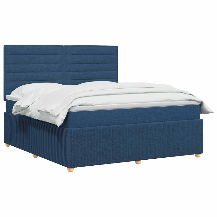 Boxspringbed met matras met hoofdeinde Blauw 180 x 200 cm Stof