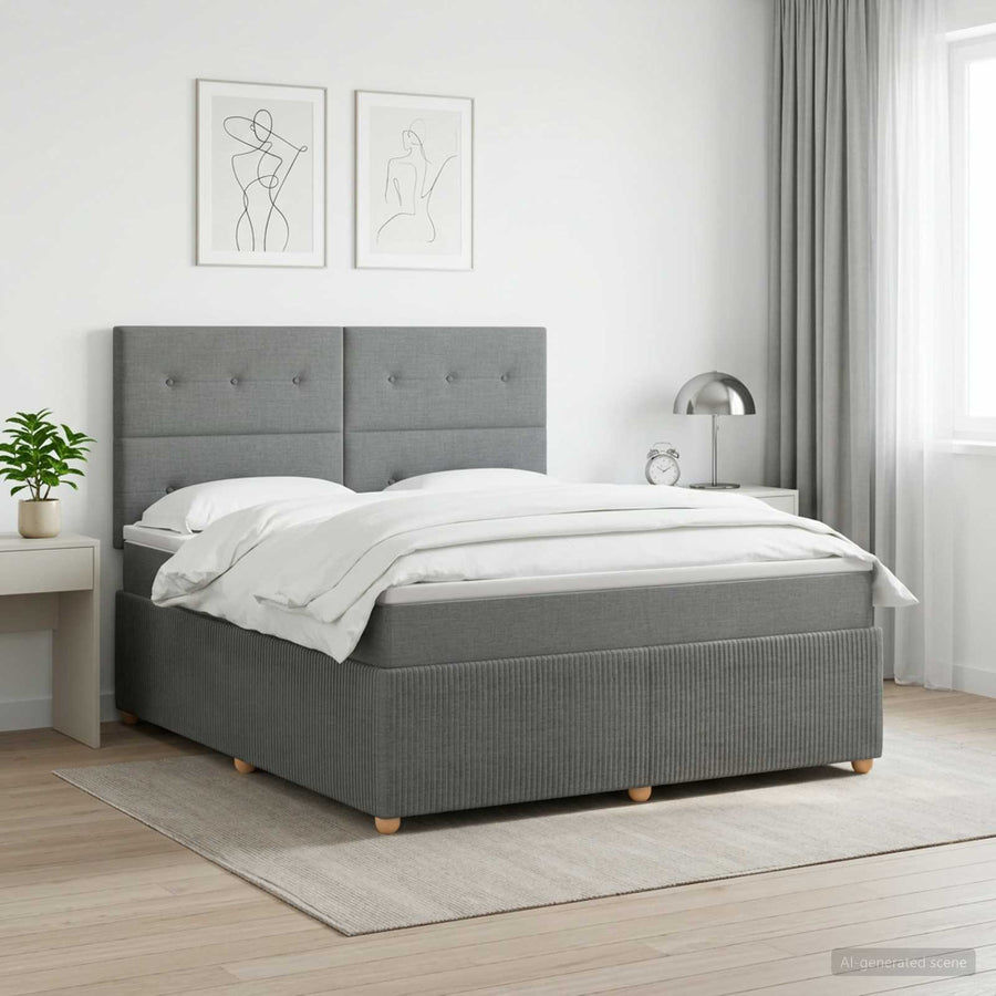 Boxspringbed met matras Donkergrijs 180 x 200 cm Stof
