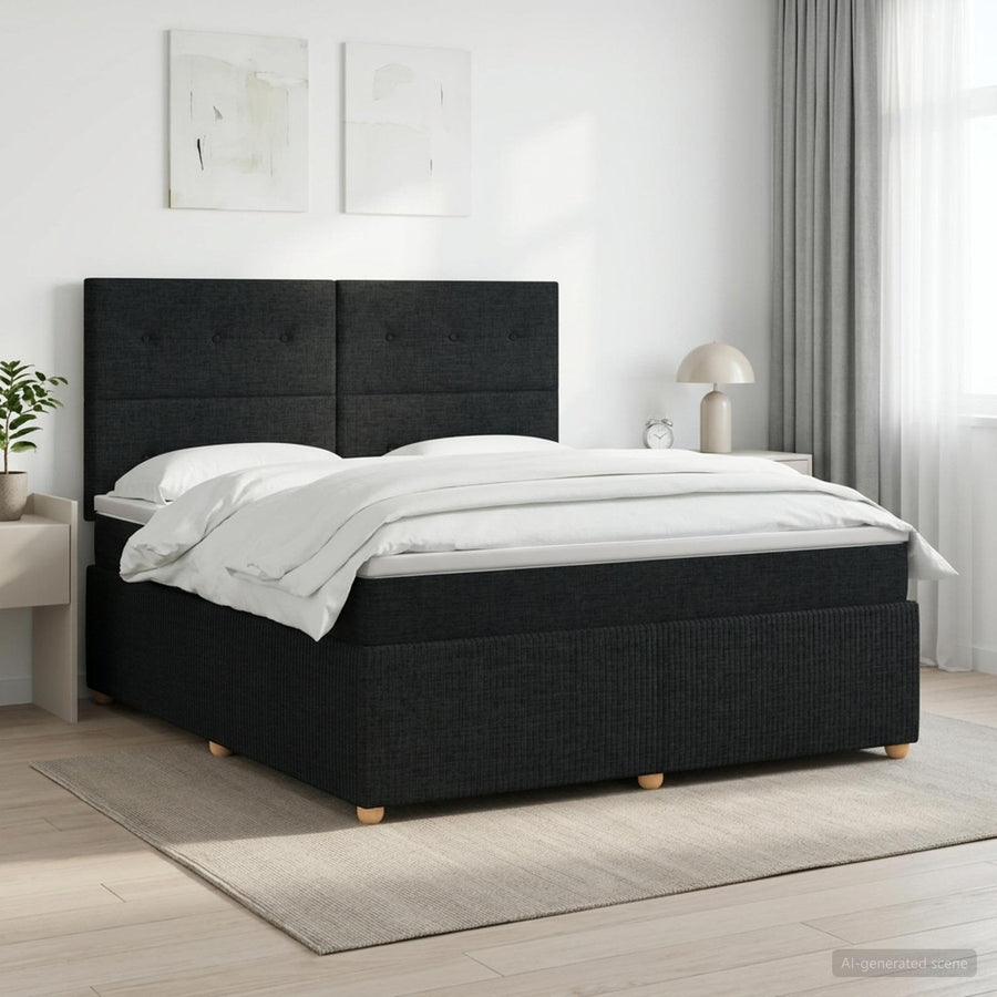 Boxspringbed met matras met hoofdeinde Zwart 180 x 200 cm Stof
