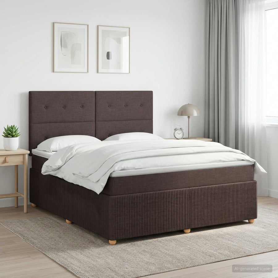 Boxspringbed met matras Donkerbruin 180 x 200 cm Stof
