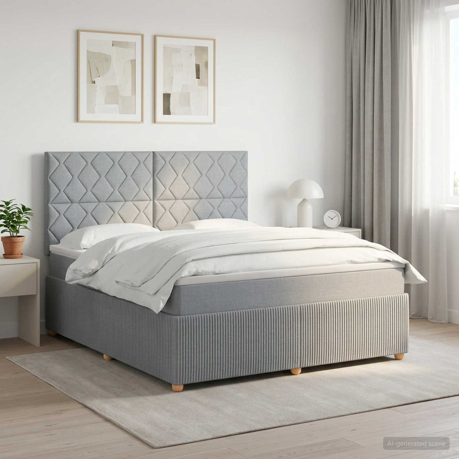 Boxspringbed met matras Lichtgrijs 140 x 200 cm Stof