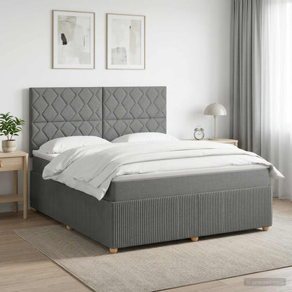 Boxspringbed met matras Donkergrijs 140 x 190 cm Stof