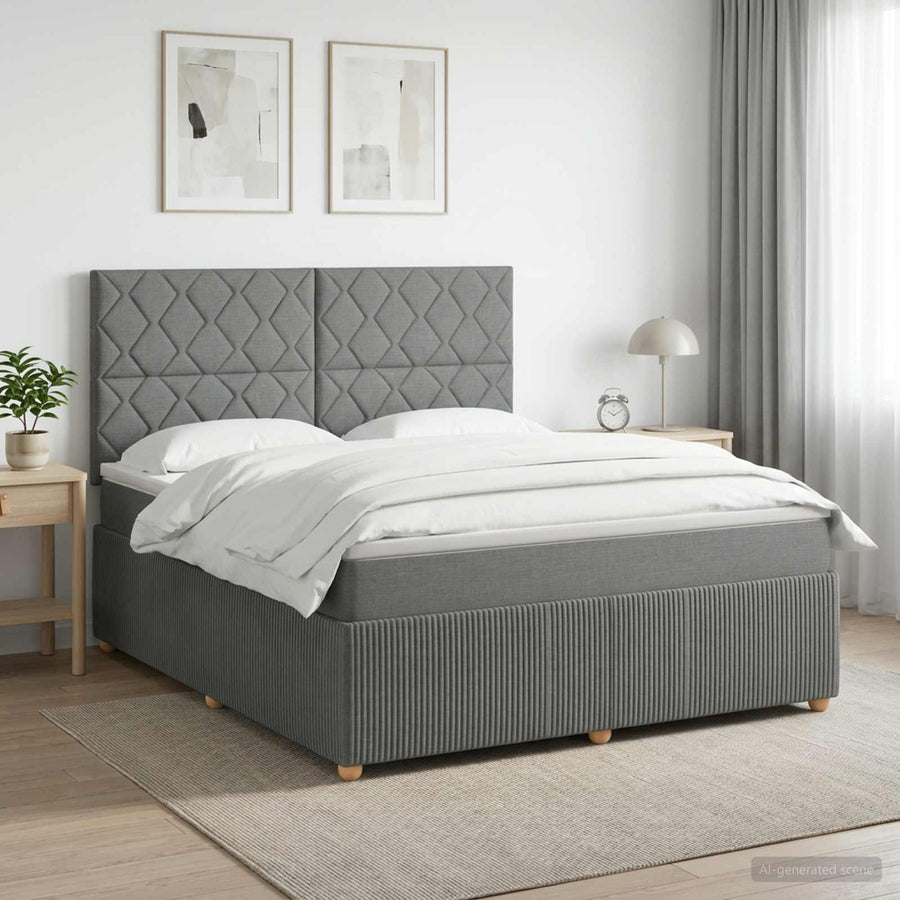 Boxspringbed met matras Donkergrijs 140 x 190 cm Stof
