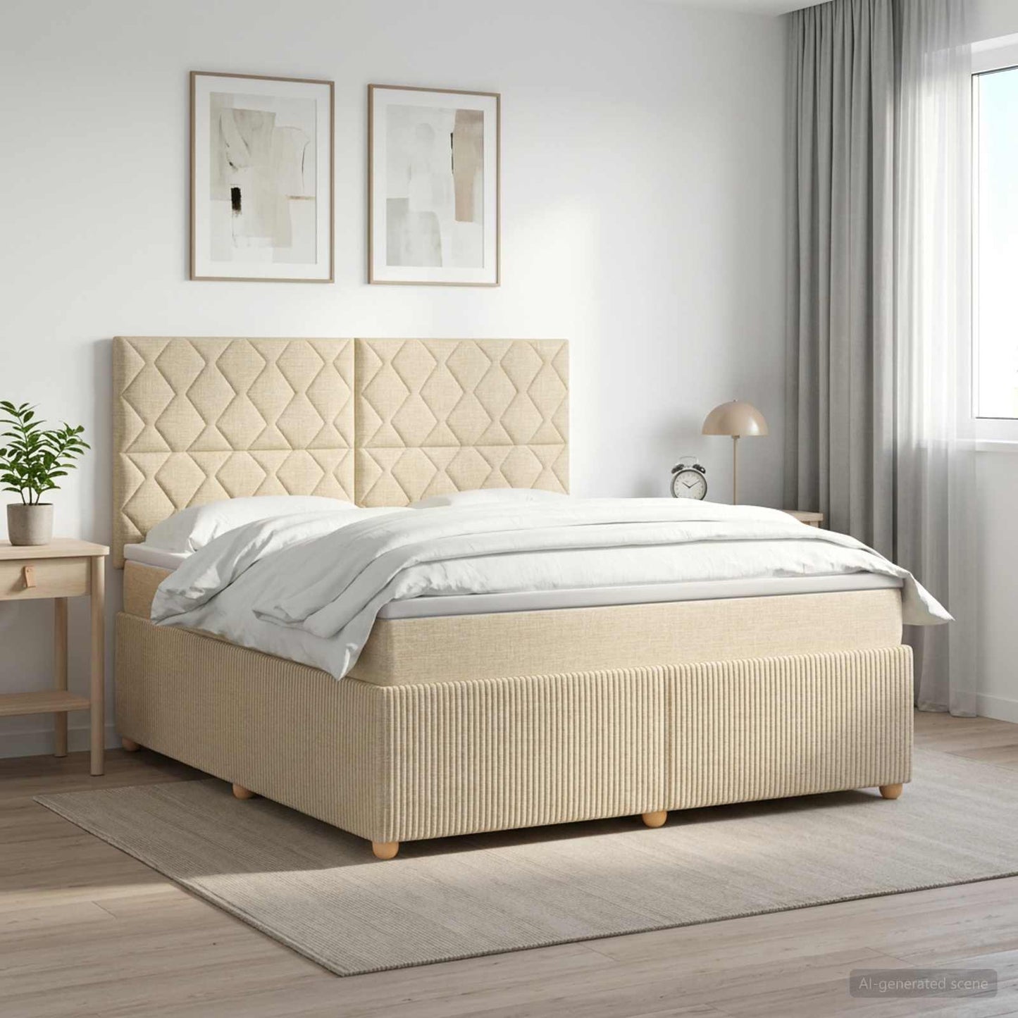 Boxspringbed met matras Crèmekleurig 180 x 200 cm Stof