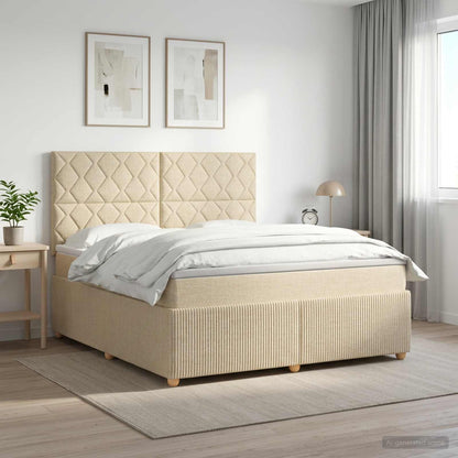Boxspringbed met matras Crèmekleurig 180 x 200 cm Stof