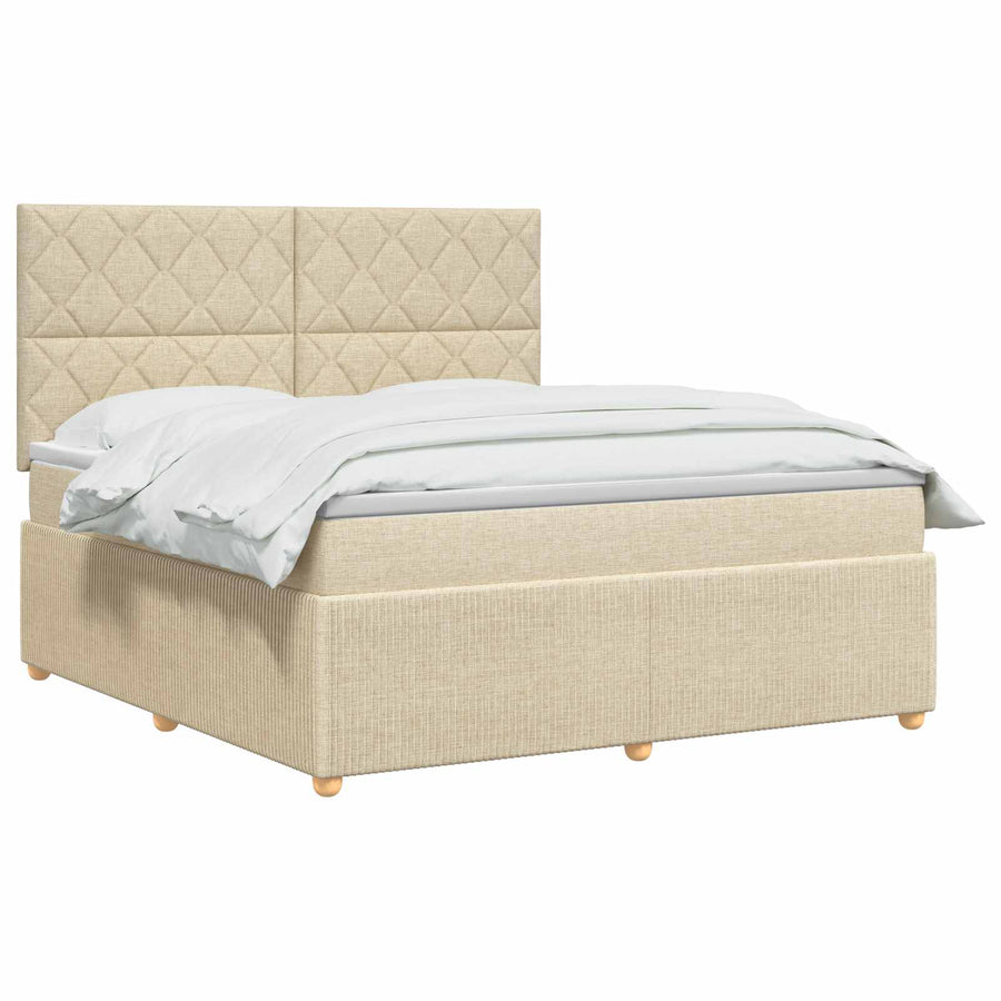 Boxspringbed met matras Crèmekleurig 180 x 200 cm Stof