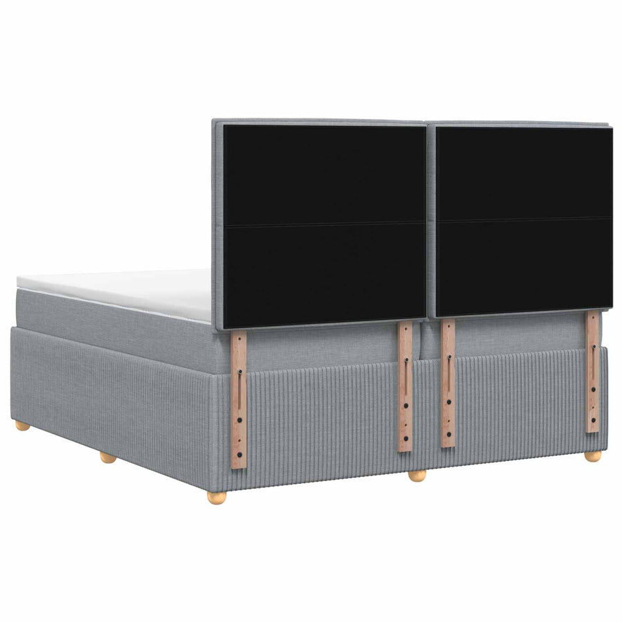 Boxspringbed met matras Lichtgrijs 200 x 200 cm Stof