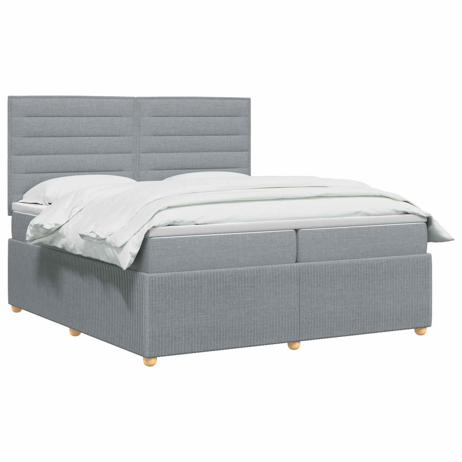 Boxspringbed met matras Lichtgrijs 200 x 200 cm Stof
