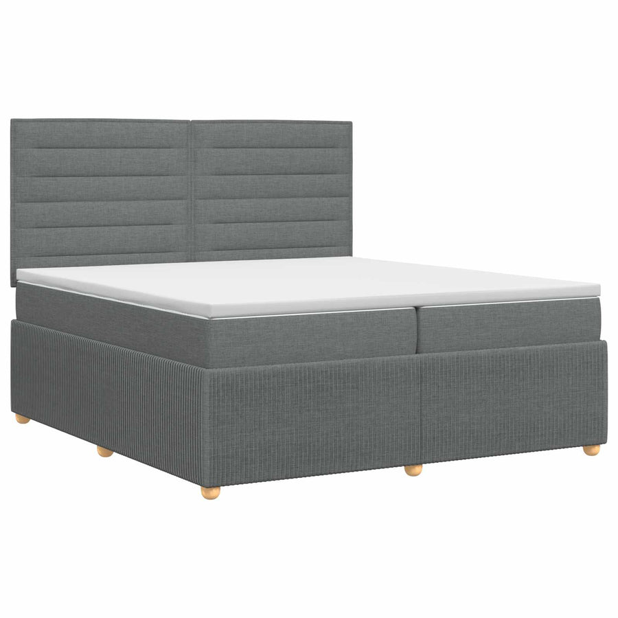 Boxspringbed met matras Donkergrijs 200 x 200 cm Stof