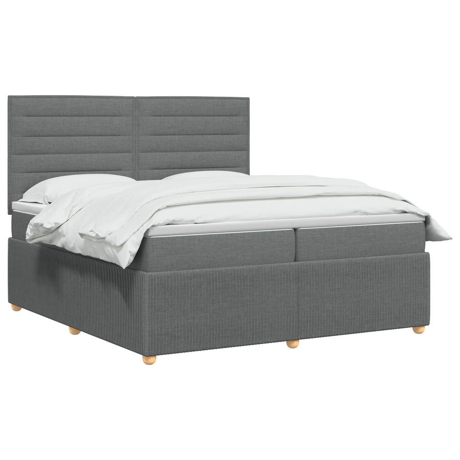 Boxspringbed met matras Donkergrijs 200 x 200 cm Stof