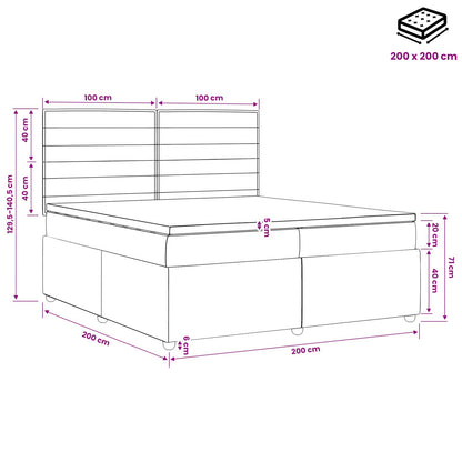 Boxspringbed met matras met hoofdeinde Blauw 200 x 200 cm Stof