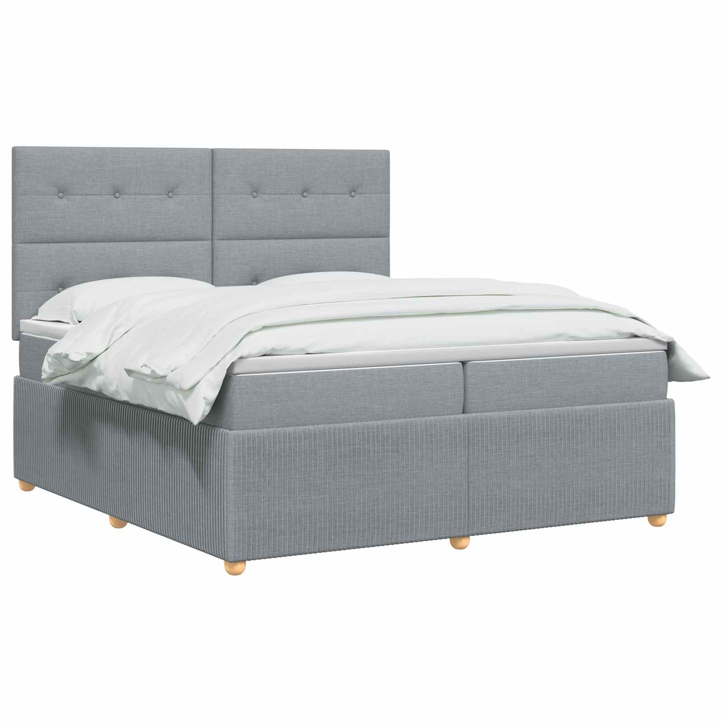 Boxspringbed met matras Lichtgrijs 200 x 200 cm Stof